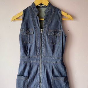 Denim popped collar mini dress in M (fits like S)